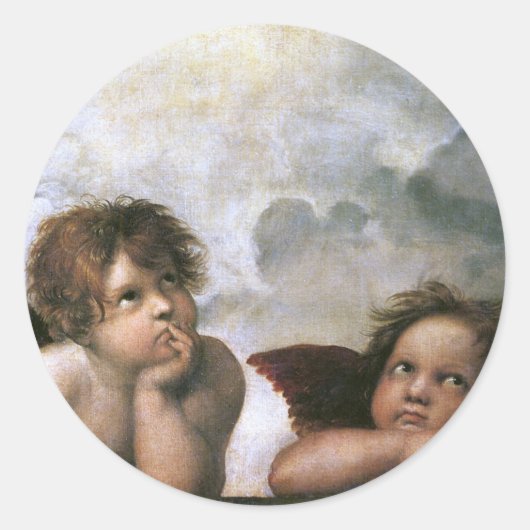 Twee Angels, Raphael  Fine Art Ronde Sticker (Voorkant)