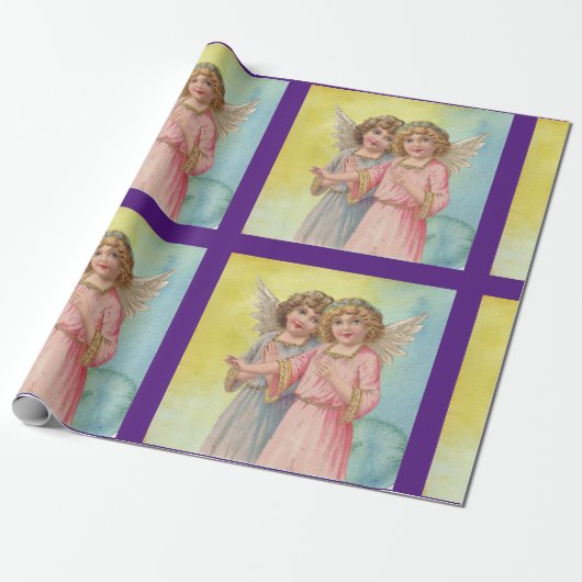 Twee Angels wrappingpapier Cadeaupapier (Uitgerold)