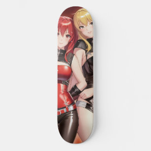 Twee anime meisjes skateboard