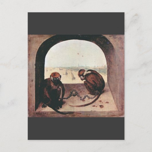 Twee apen door Pieter Bruegel Briefkaart (Voorkant)