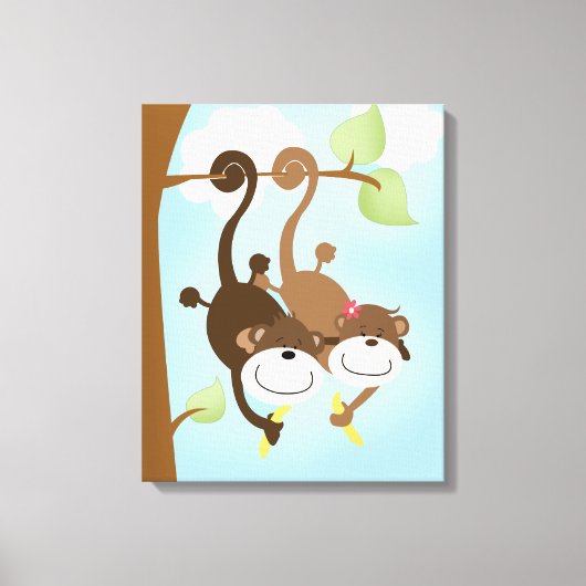 Twee apen schilderkunst canvas afdruk (Voorkant)