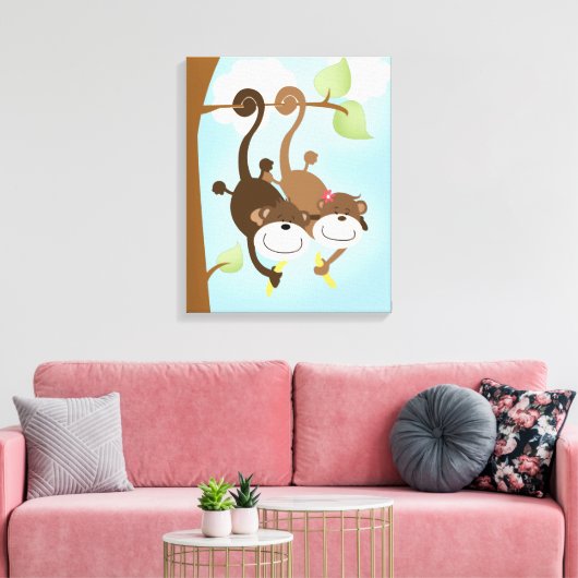 Twee apen schilderkunst canvas afdruk (Insitu (Woonkamer))