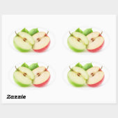Twee appelhelften ovale sticker (Vel)