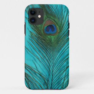 Twee Aqua Peacock Feathers iPhone 11 Hoesje