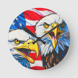Twee arenden praten - Amerikaanse vlag en witte Am Ronde Klok