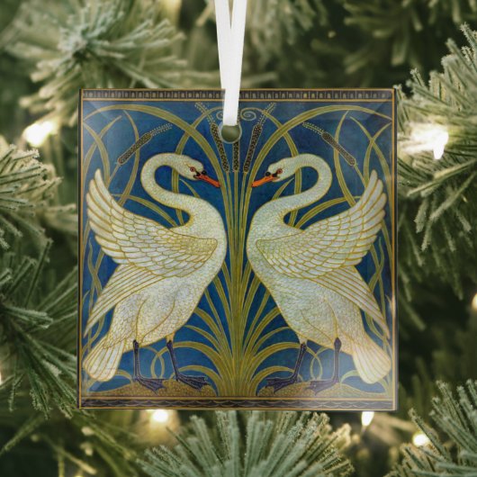 Twee Art Deco Swans Glas Ornament (Insitu)