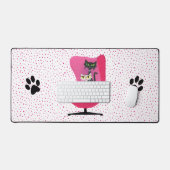 Twee Atomic Cat  Pin Chair Paw Prints Stippen Bureaumat (Keyboard & Muis)
