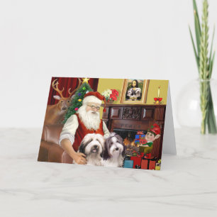 Twee baardcollies van de Kerstman Feestdagen Kaart