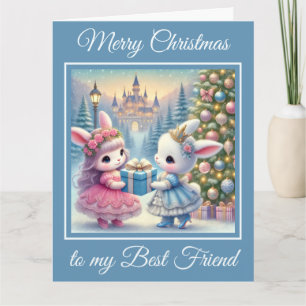 Twee Baby Bunnies Beste Vrienden Kerst Kaart