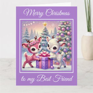 Twee Baby Herten Beste Vrienden Kerstmis Kaart
