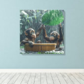 Twee Baby orang-oetans Canvas Afdruk (Insitu (Houten vloer))