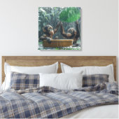 Twee Baby orang-oetans Canvas Afdruk (Insitu (Slaapkamer))