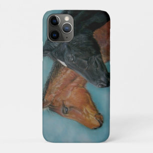 Twee baby paarden zwarte schuimkastanjeportret iPhone 11 pro hoesje