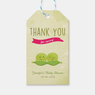 Twee Baby shower twee erwten in een label cadeau Cadeaulabel