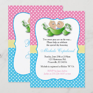 Twee Baby showers - twee erwten in een peul Kaart