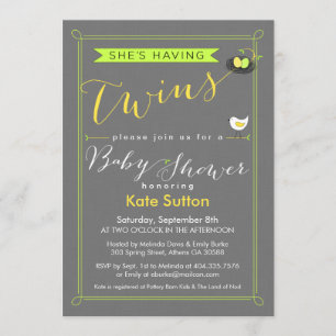 Twee Baby showers uitnodiging