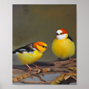 Twee baby vliegen in een tak poster