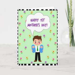 Twee Baby's Eerste Moederdag kaart