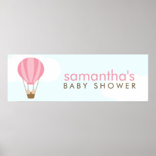 Twee baby's in een ballonvaardig Baby shower Poster