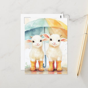 Twee Baby's op een regenachtige dag Briefkaart