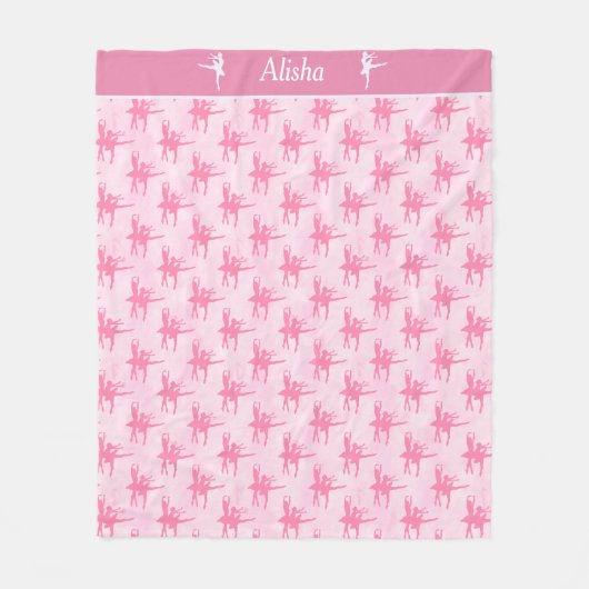 Twee Ballerinas Pink gepersonaliseerd Fleece Deken (Voorkant)