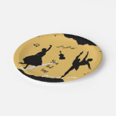 Twee balletdansers en muziek op gouden beige kleur papieren bordje (Gekanteld)