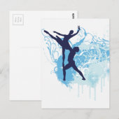 Twee balletdansers Silhouette in Blue Briefkaart (Voorkant / Achterkant)