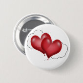 Twee ballonharten met cloud ronde button 5,7 cm (Voorkant /achterkant)