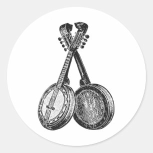 Twee banjos ronde sticker