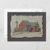 Twee Barns en Hay Wagon Briefkaart (Voorkant / Achterkant)