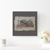 Twee Barns en Hay Wagon Vierkante Klok (Huis)