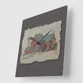 Twee Barns en Hay Wagon Vierkante Klok (Hoek)