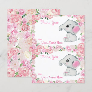 Twee bedankkaartjes per pagina Olifant meisje Show Kaart