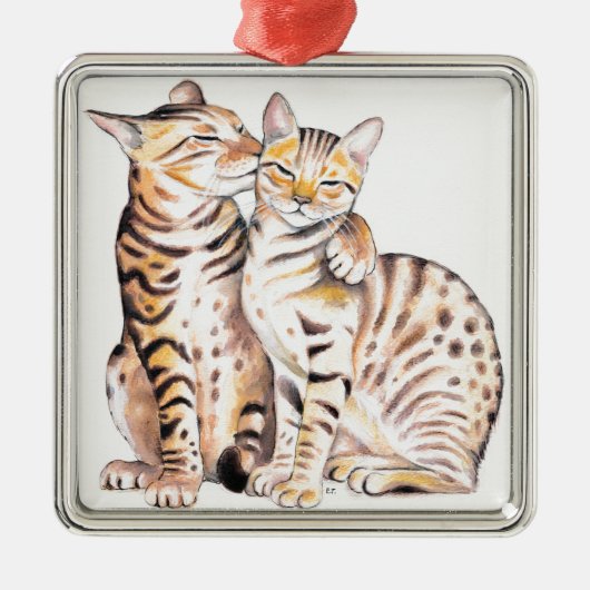 Twee bengalen Waterverf Metalen Ornament (Voorkant)