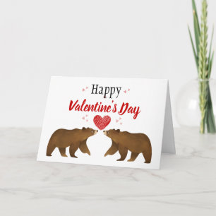 Twee Beren en een Valentijnse hartkaart Kaart