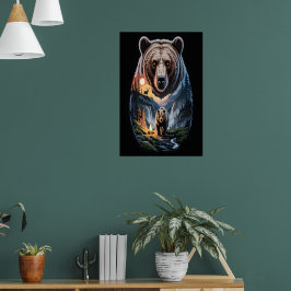 Twee beren in het donkere bos 2 poster