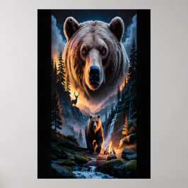 Twee beren in het donkere bos 6 poster