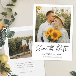 Twee Berichten met foto's opslaan Datum Uitnodigen Save The Date
