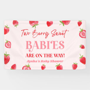 Twee Berry Sweet Baby's Strawberry Twin Baby showe Spandoek
