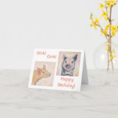 Twee biggen verjaardagskaart kaart (Gele Bloem)