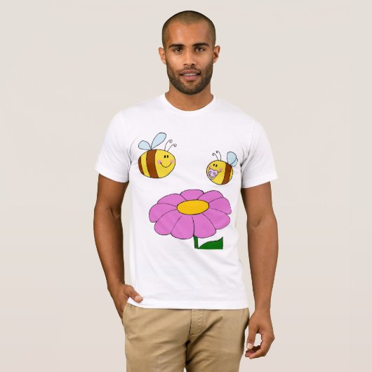 Twee bijen en een Mannen bloemenshirt T-shirt (Voorkant volledig)