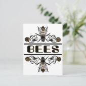 twee bijen met klaver trans1 briefkaart (Staand voorkant)