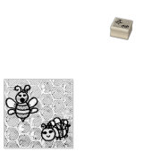 Twee Bijen op Honingraat Rubberstempel (Gestempeld)