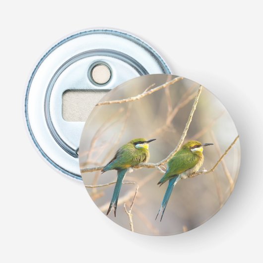 Twee bijeneters button flesopener (Voorkant)