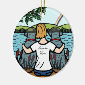 Twee Black Labrador Angels en mam 2 Keramisch Ornament (Links)