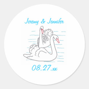 Twee Black Swans Drawing Save the date Stickers