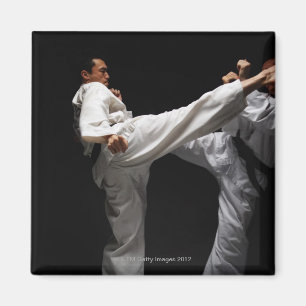 Twee Blackbelts Sparring Magneet