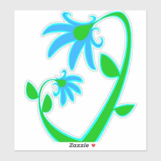 Twee blauwe bloemen sticker (Vel)