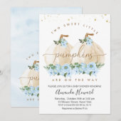 Twee blauwe jongens Kleine pompoen Baby shower Kaart (Voorkant / Achterkant)