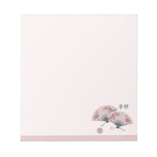Twee bloemen Aziatische roze fans "Serenity" digit Notitieblok